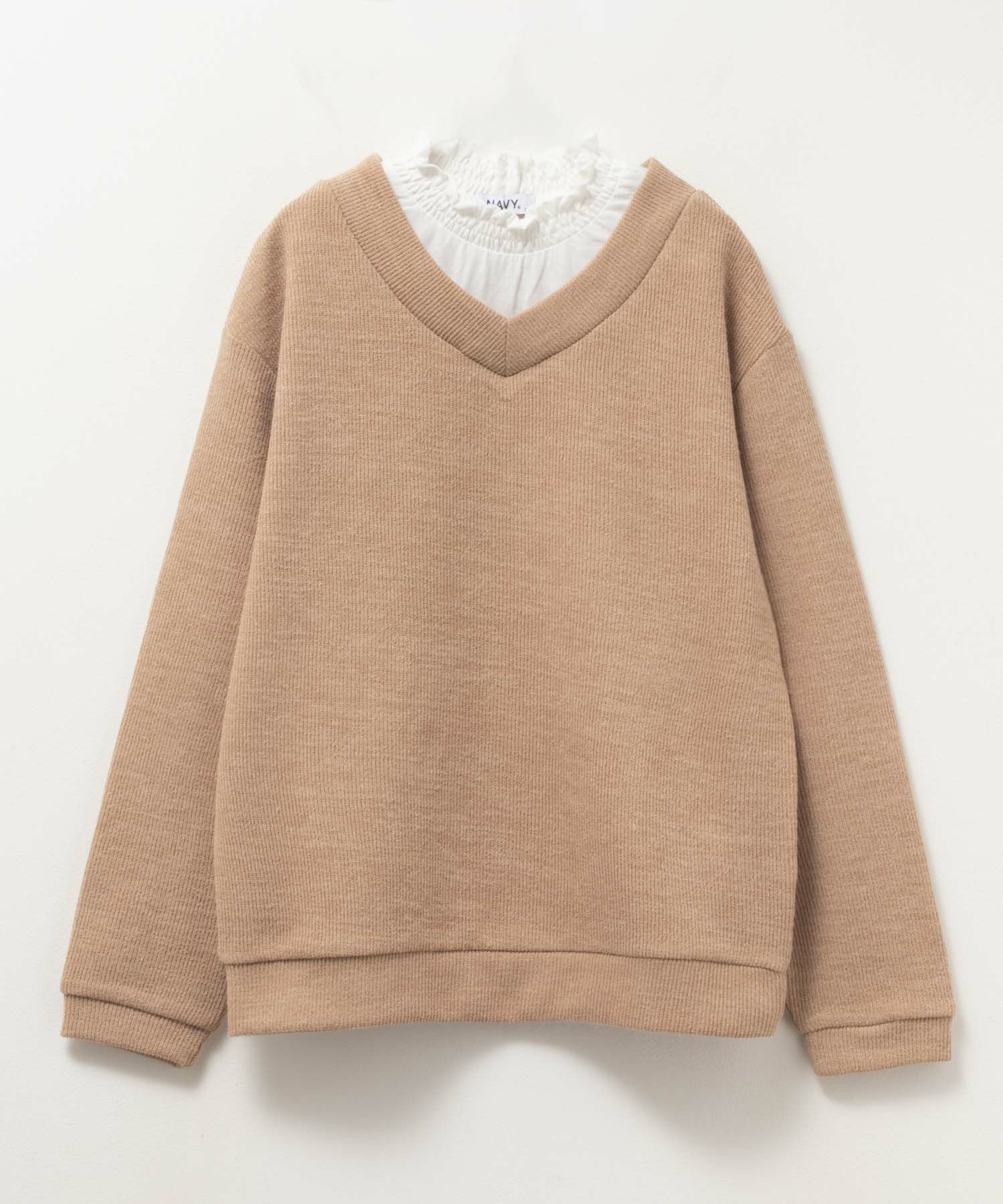 NAVY  襟フリルデザインレイヤード風ニットソー キッズ商品サムネイル-6