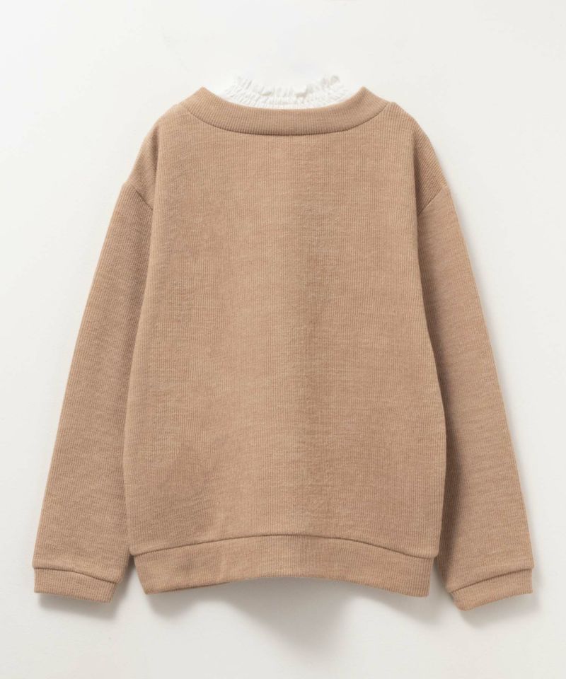 NAVY  襟フリルデザインレイヤード風ニットソー キッズ商品画像-7