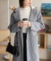 NAVY フードロングコート レディース