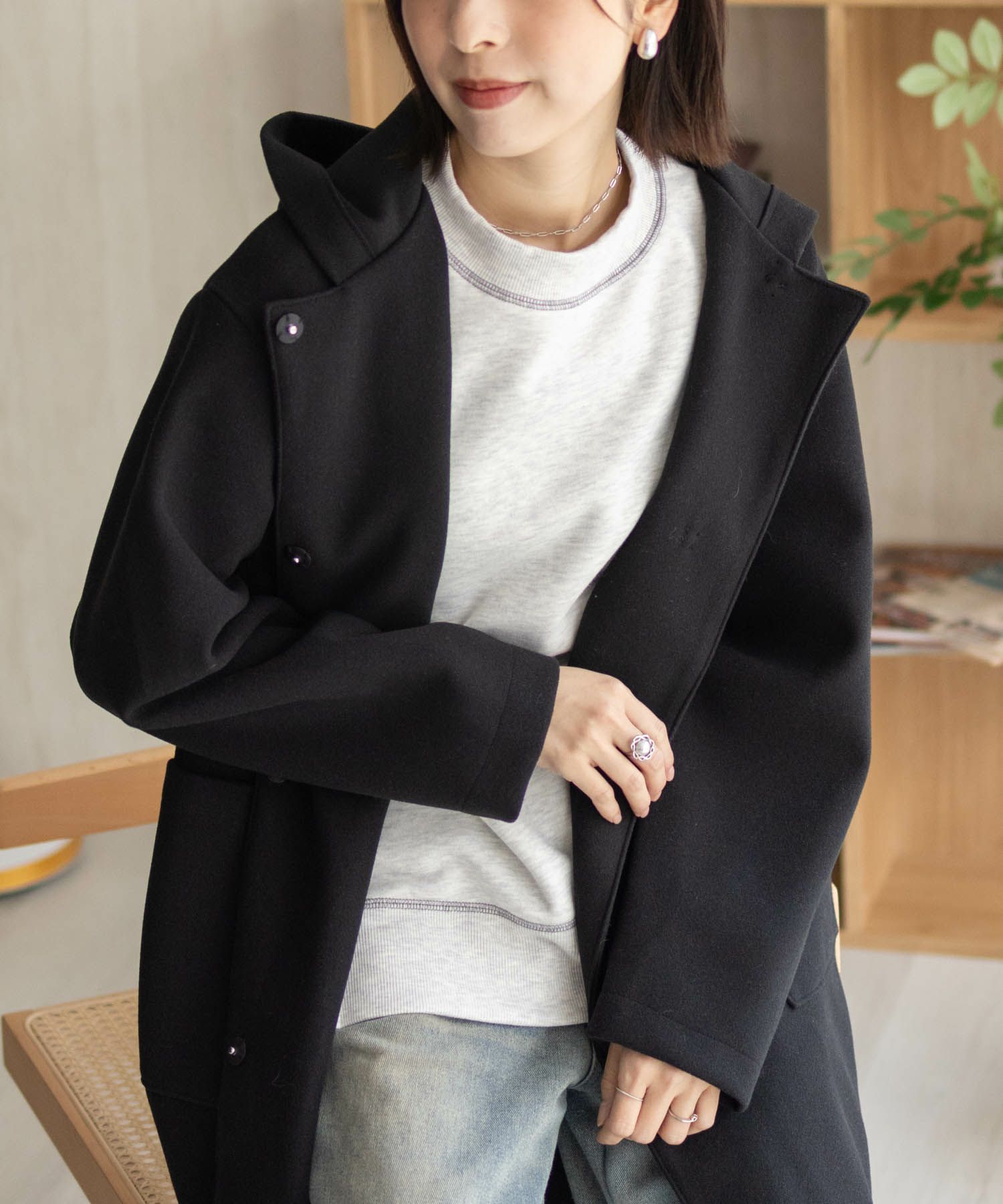 [最終さらに50%OFF]nAvy フードロングコート レディース商品画像-2