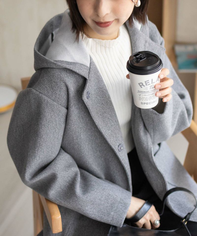 nAvy フードロングコート レディース商品画像-4