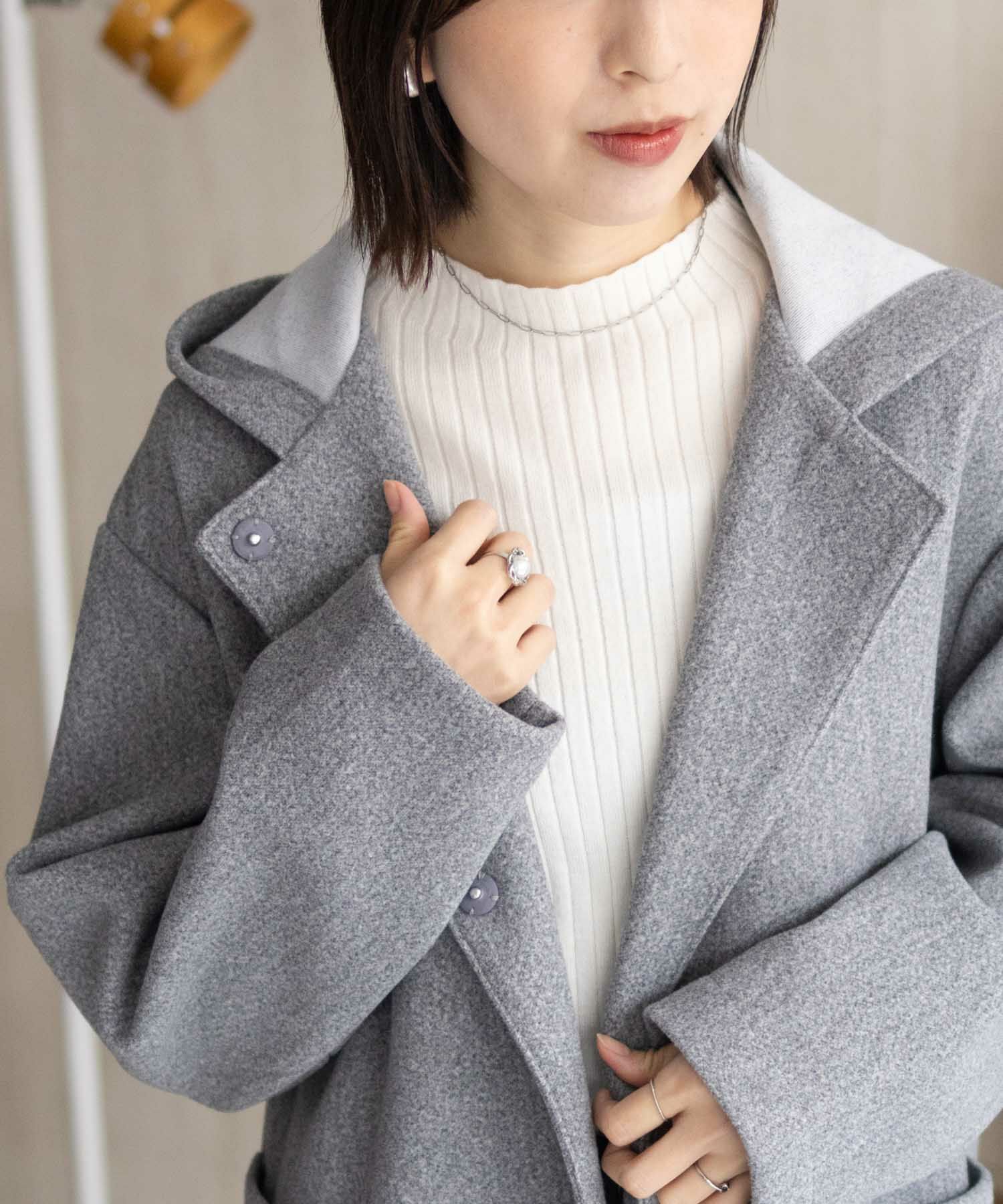 nAvy フードロングコート レディース商品サムネイル-6