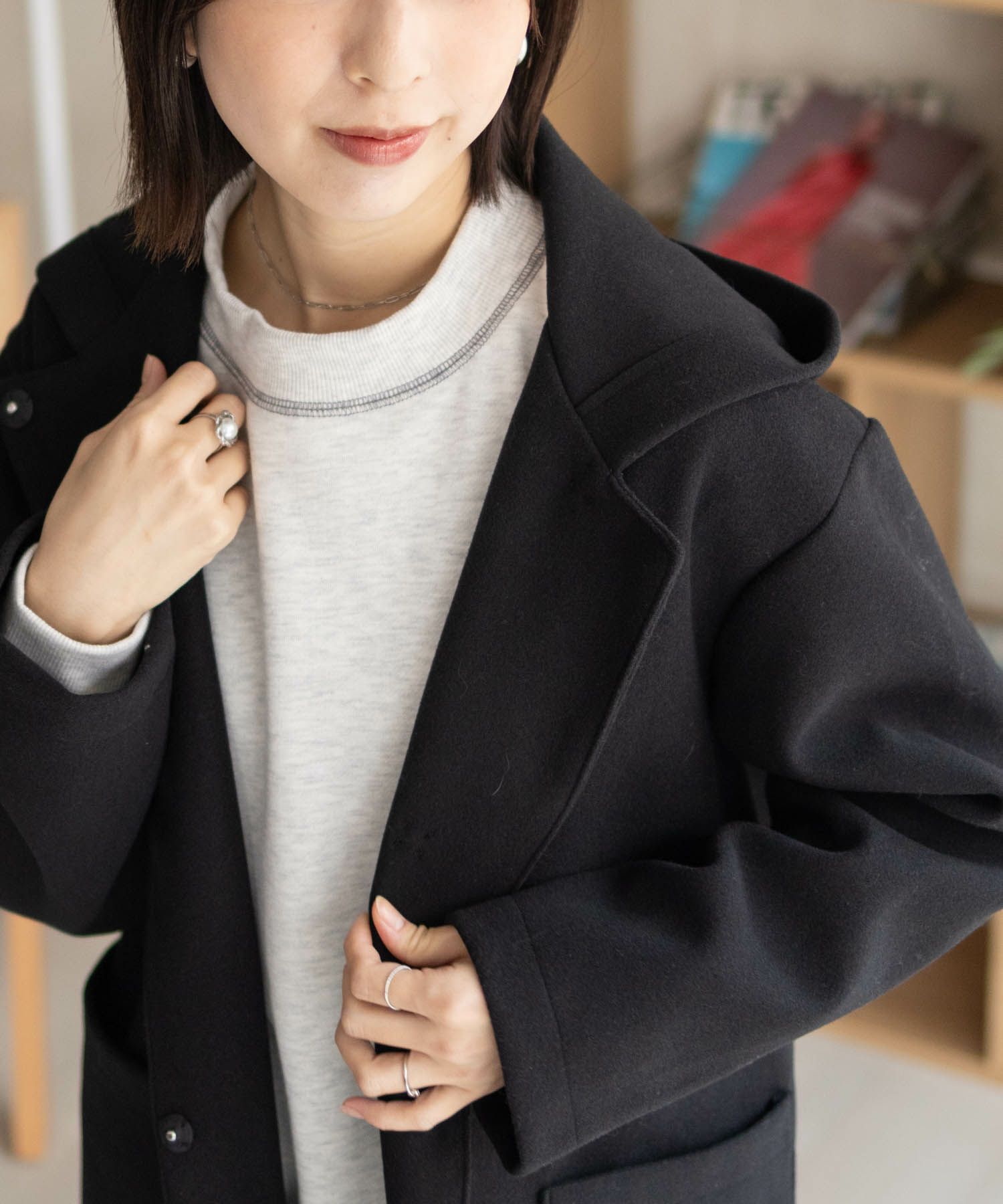 nAvy フードロングコート レディース商品画像-11