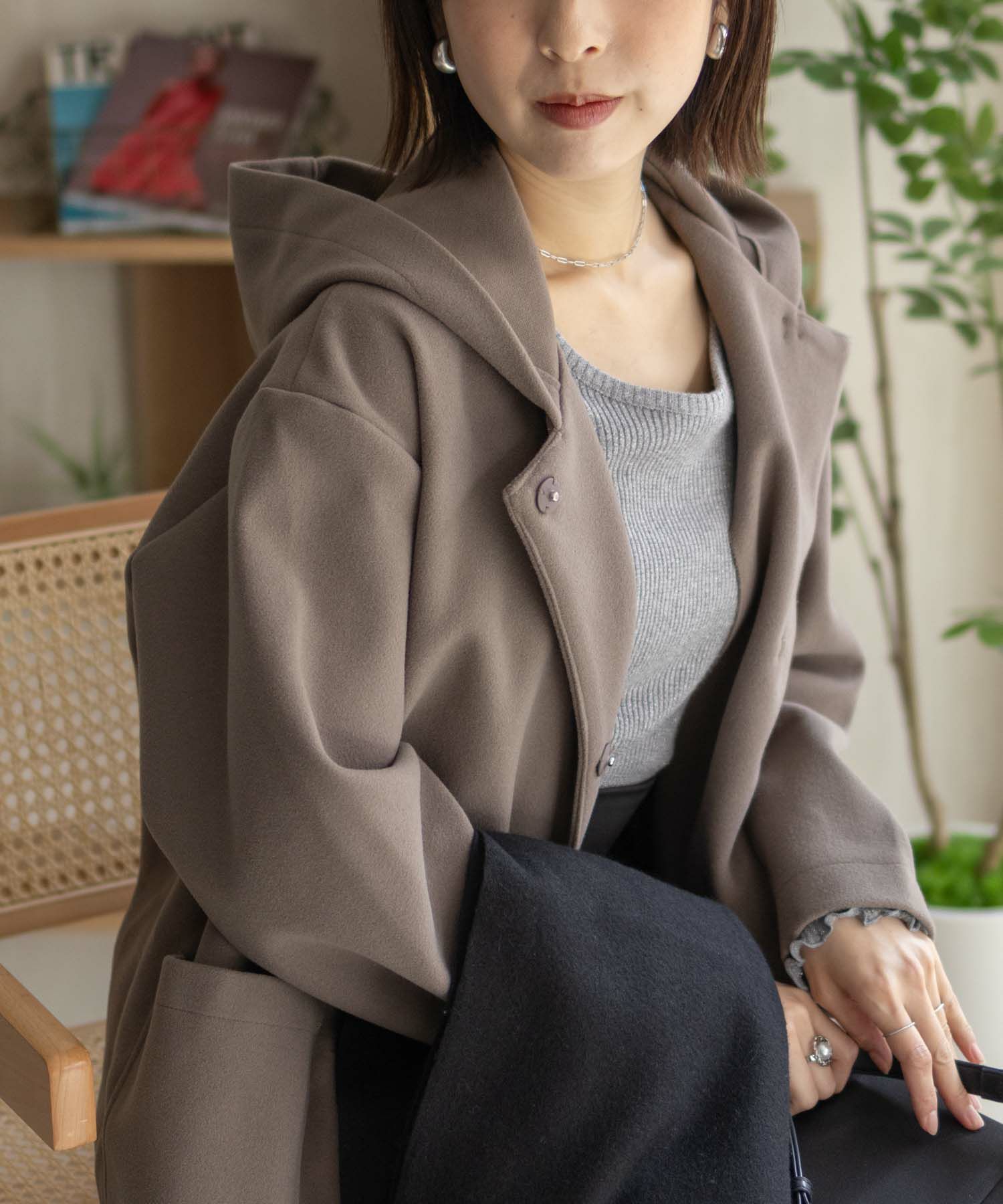 [最終さらに50%OFF]nAvy フードロングコート レディース商品画像-16