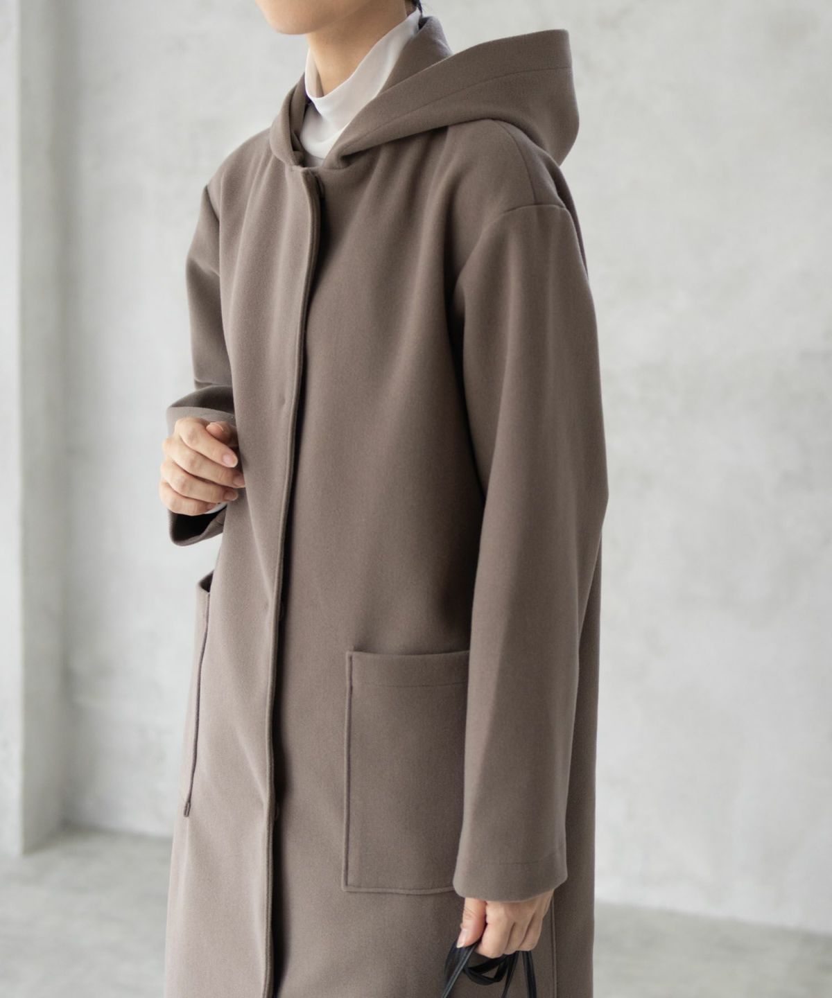 NAVY フードロングコート レディース