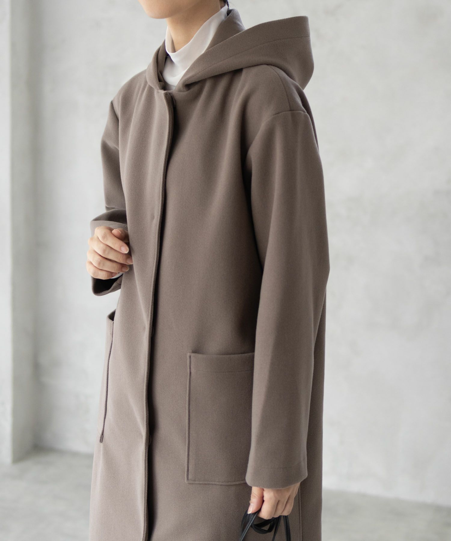 NAVY フードロングコート レディース