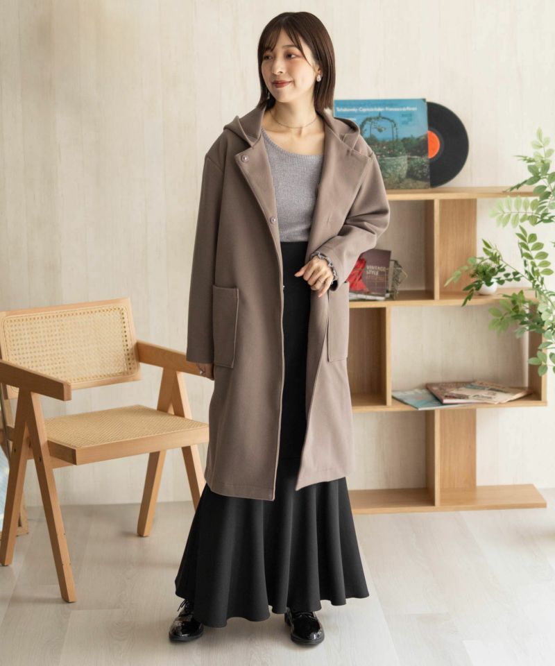 nAvy フードロングコート レディース商品画像-33