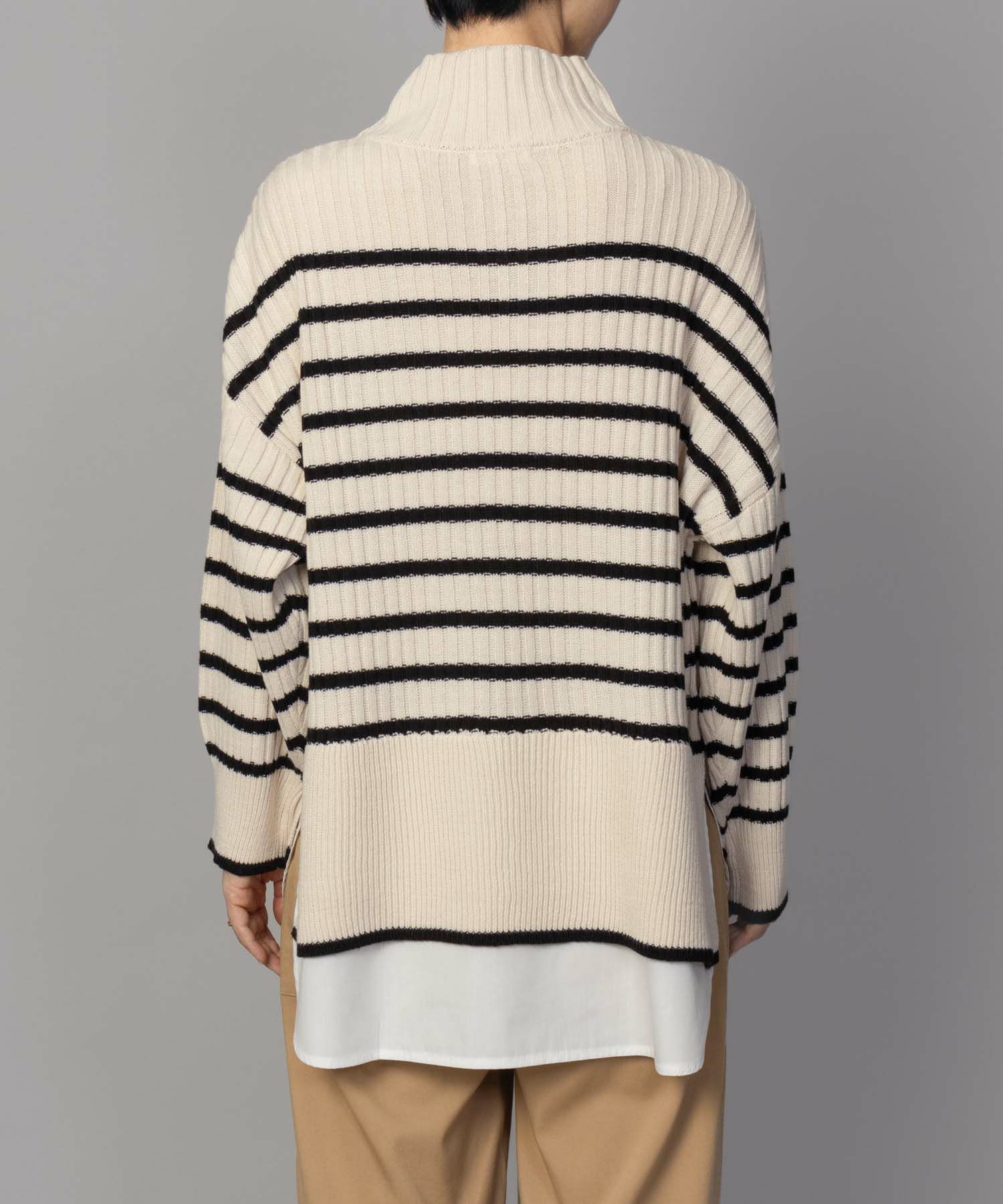 [さらに50%OFF]nAvy 肩ボタンフェイクレイヤードハイネックニットプルオーバー レディース商品画像-11