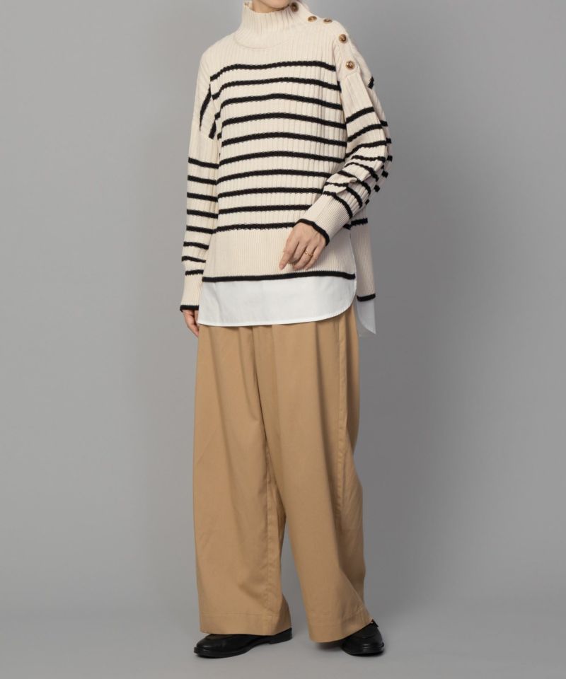 nAvy 肩ボタンフェイクレイヤードハイネックニットプルオーバー レディース商品画像-14