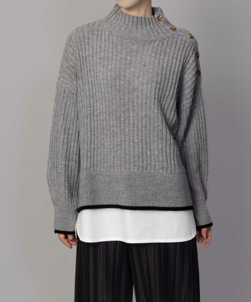 nAvy 肩ボタンフェイクレイヤードハイネックニットプルオーバー レディース商品画像-16