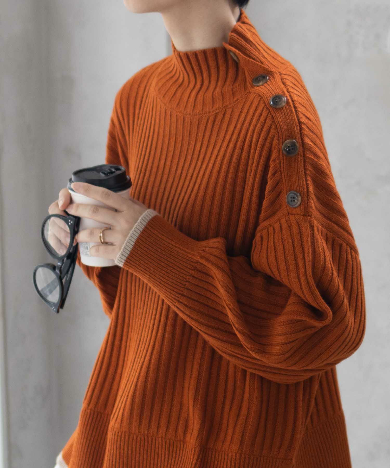 [さらに50%OFF]nAvy 肩ボタンフェイクレイヤードハイネックニットプルオーバー レディース商品サムネイル-19