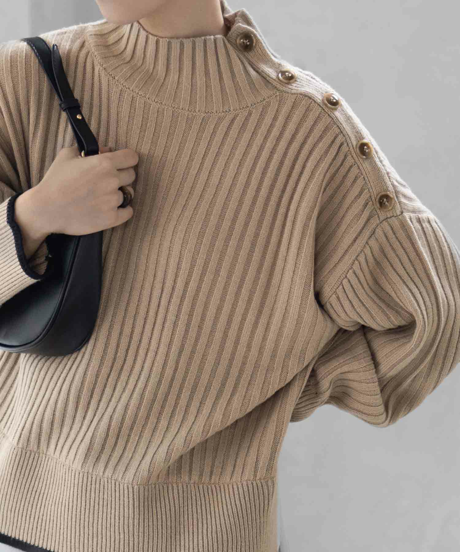 [さらに50%OFF]nAvy 肩ボタンフェイクレイヤードハイネックニットプルオーバー レディース商品画像-27