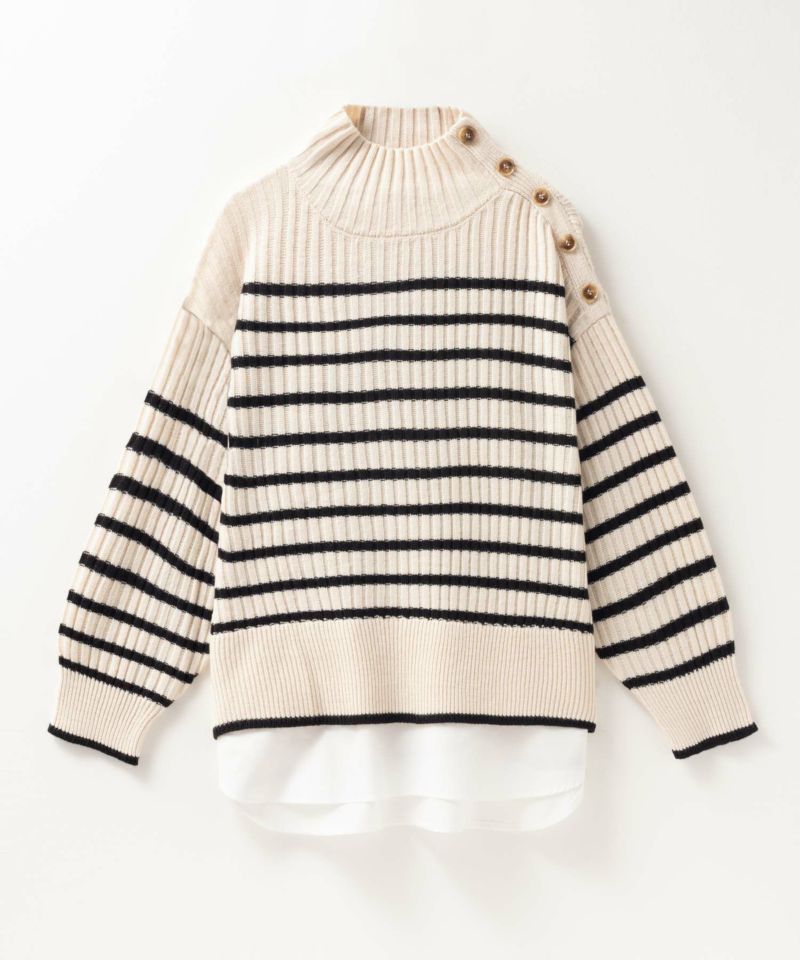 nAvy 肩ボタンフェイクレイヤードハイネックニットプルオーバー レディース商品画像-29