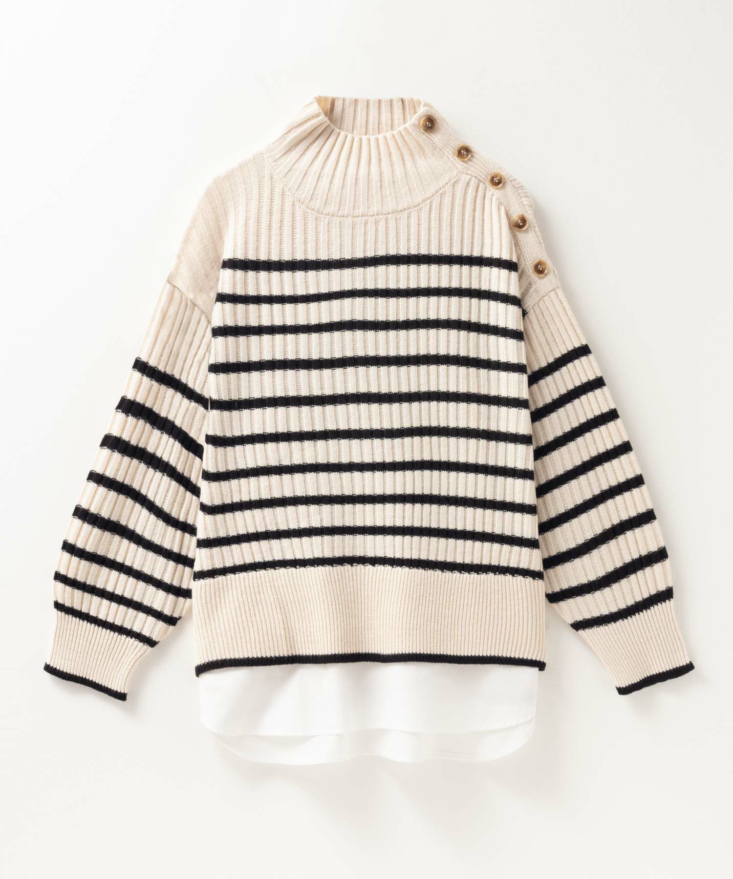 [さらに50%OFF]nAvy 肩ボタンフェイクレイヤードハイネックニットプルオーバー レディース商品サムネイル-29