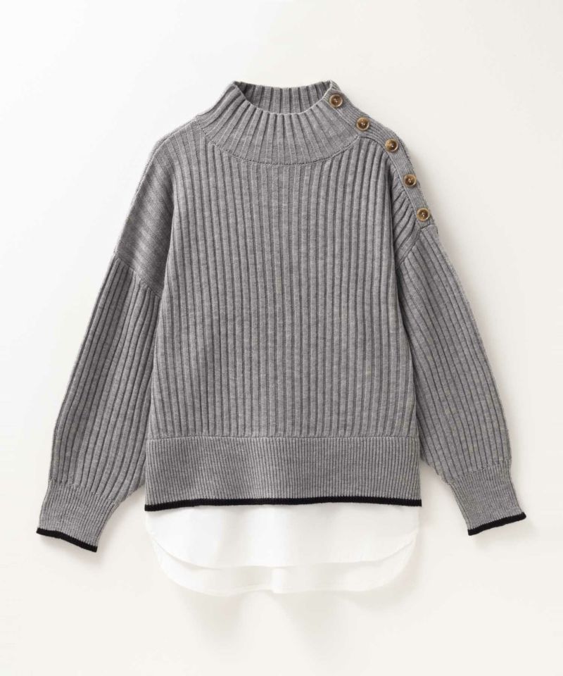 nAvy 肩ボタンフェイクレイヤードハイネックニットプルオーバー レディース商品画像-31