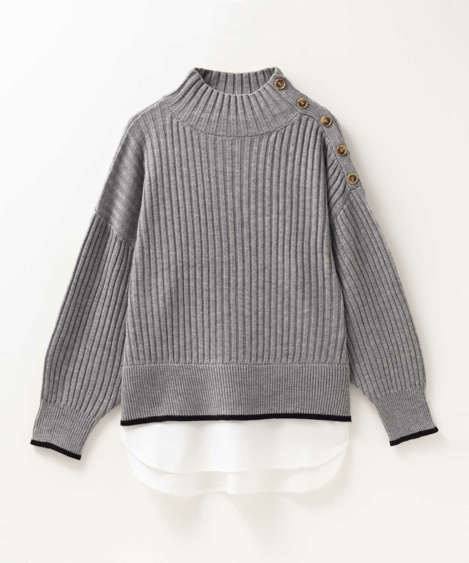 [さらに50%OFF]nAvy 肩ボタンフェイクレイヤードハイネックニットプルオーバー レディース商品画像-31