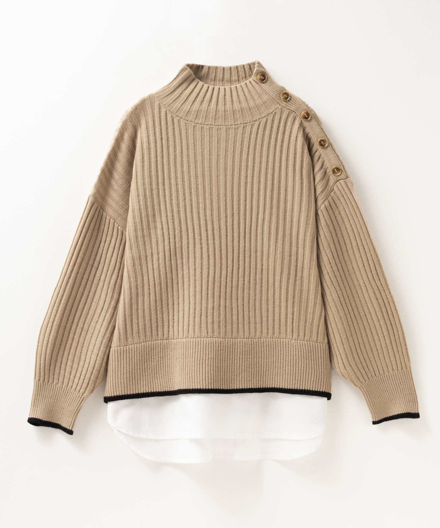 [さらに50%OFF]nAvy 肩ボタンフェイクレイヤードハイネックニットプルオーバー レディース商品サムネイル-37