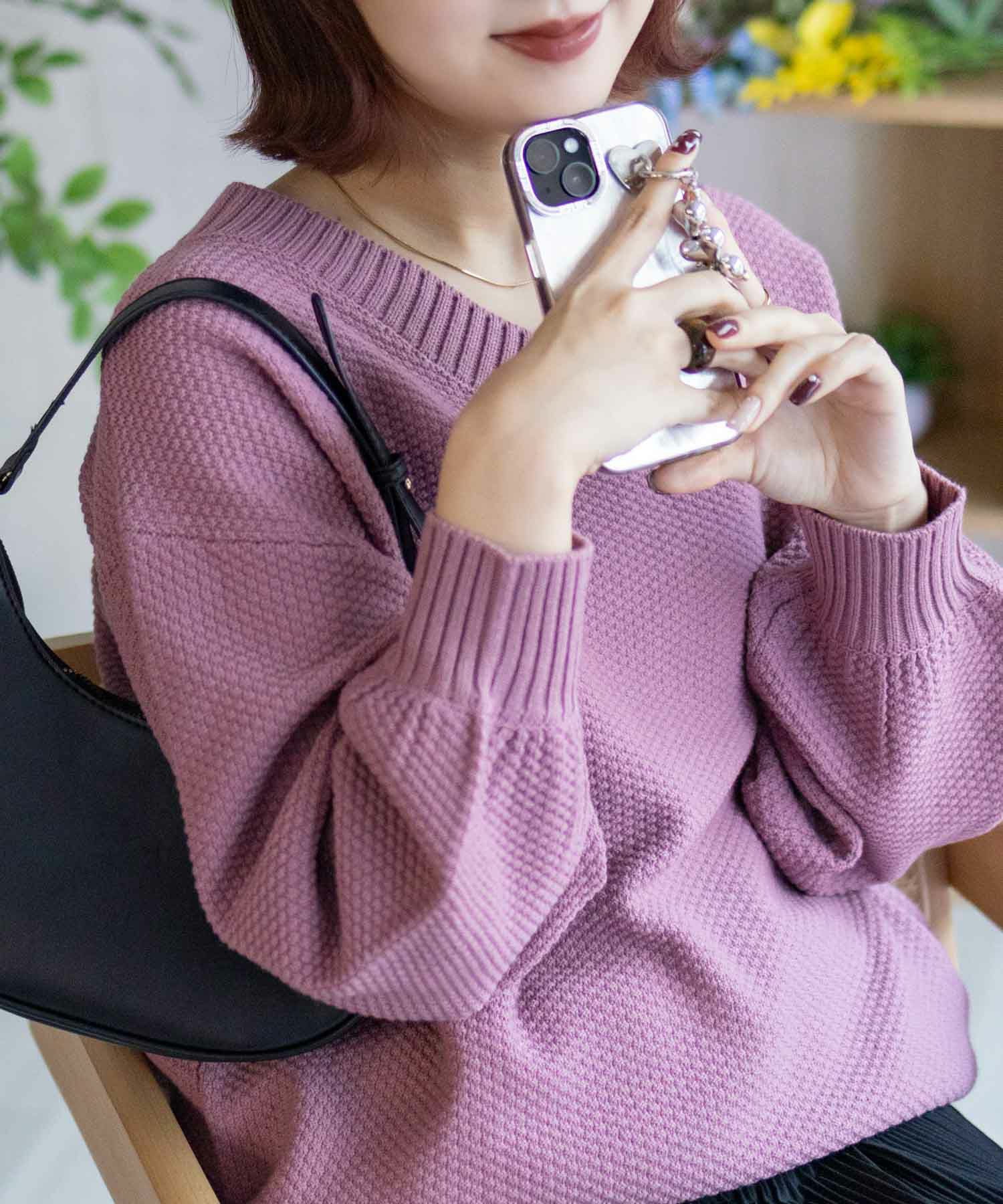 [期間限定価格]nAvy 鹿の子Vネックプルオーバーニット レディース商品サムネイル-3