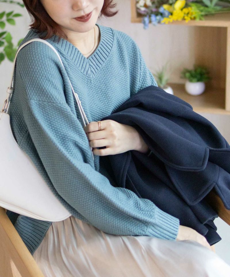 [期間限定価格]nAvy 鹿の子Vネックプルオーバーニット レディース商品画像-4