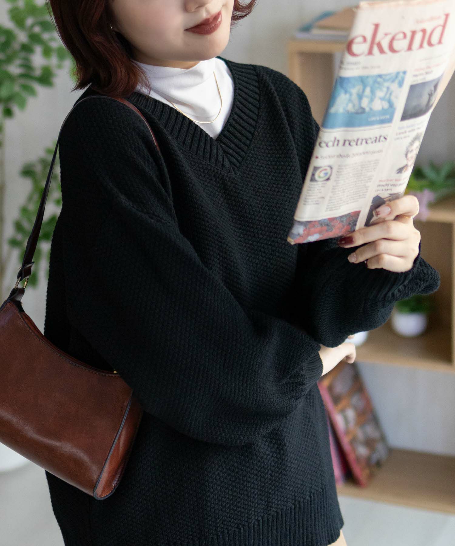 nAvy 鹿の子Vネックプルオーバー レディース
