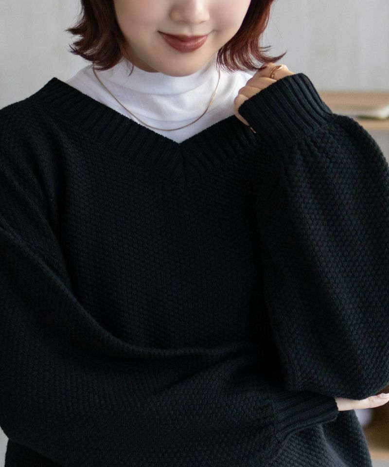 nAvy 鹿の子Vネックプルオーバーニット レディース商品画像-8