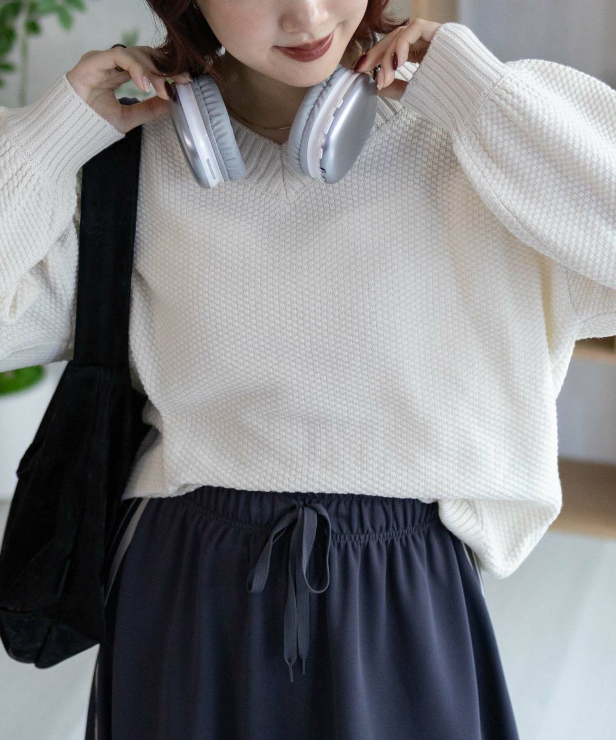 nAvy 鹿の子Vネックプルオーバー レディース