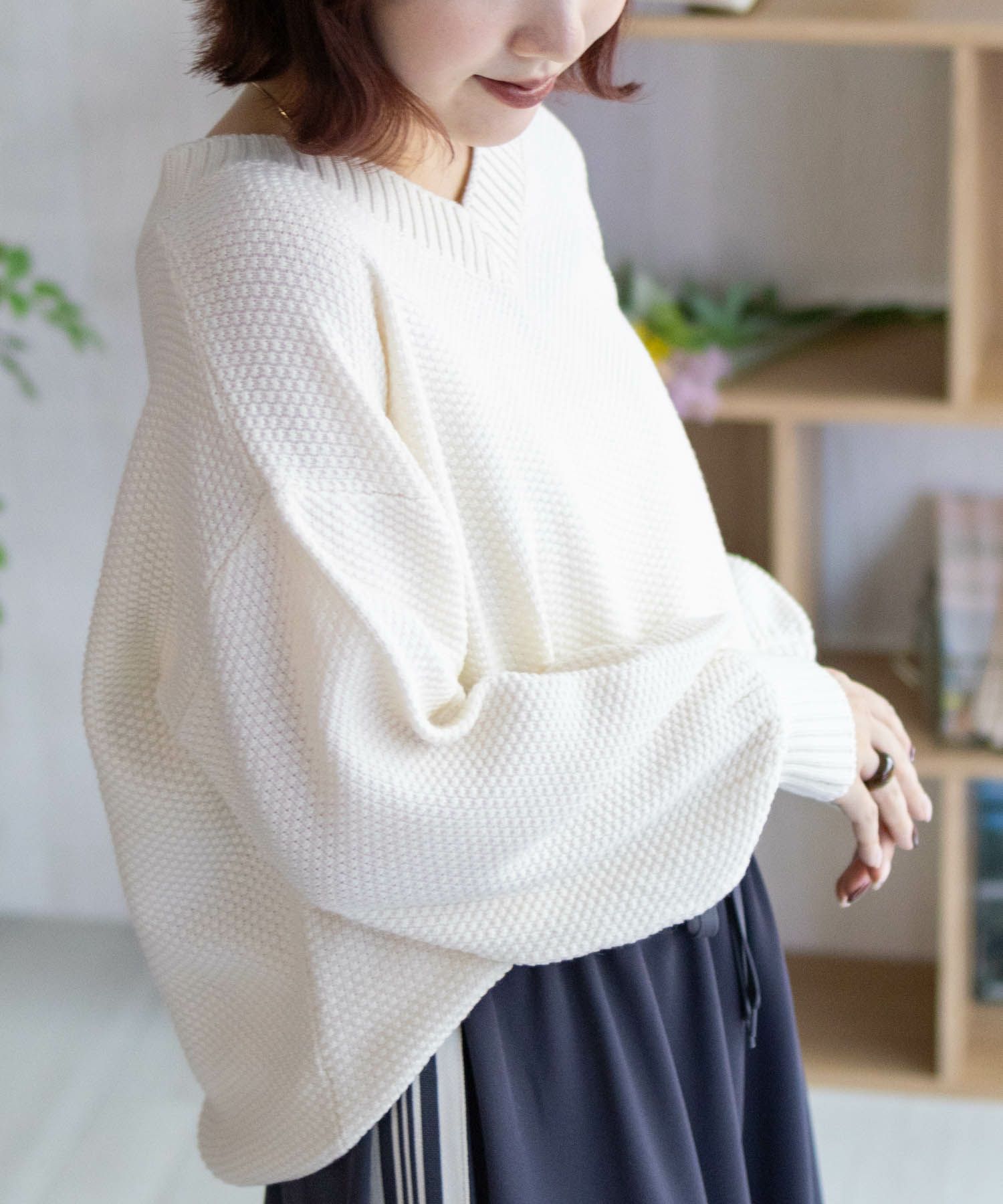 [期間限定価格]nAvy 鹿の子Vネックプルオーバーニット レディース商品画像-14