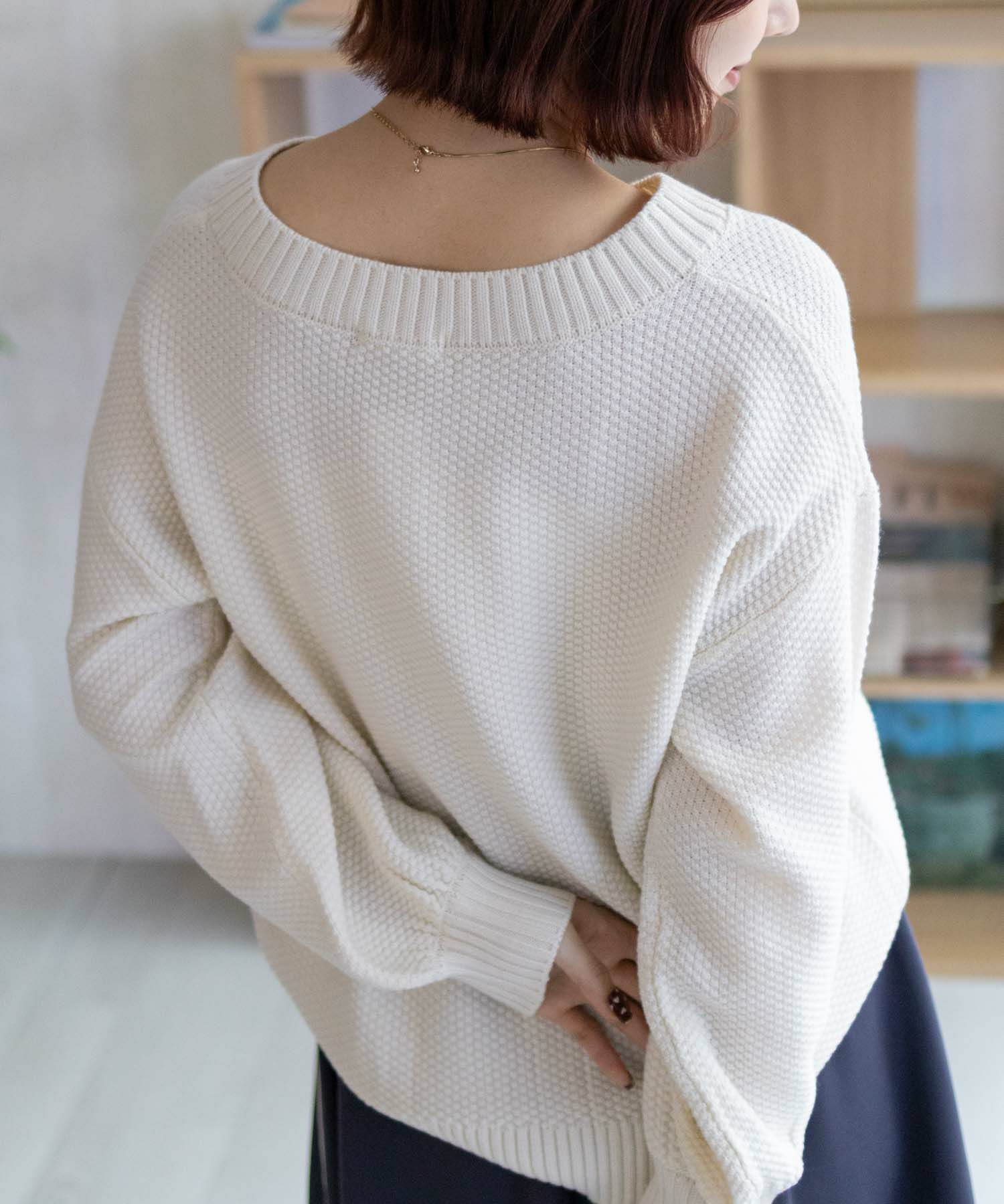 [期間限定価格]nAvy 鹿の子Vネックプルオーバーニット レディース商品画像-15