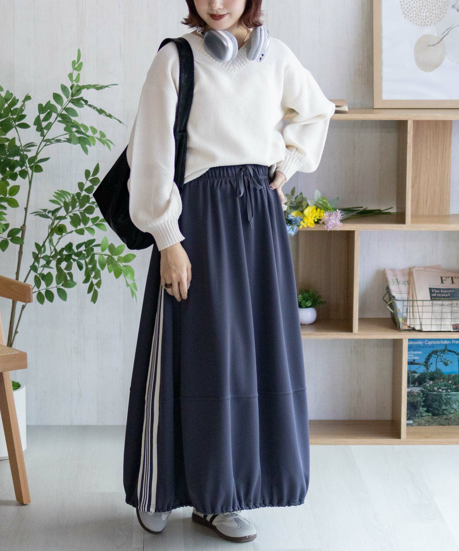 nAvy 鹿の子Vネックプルオーバー レディース