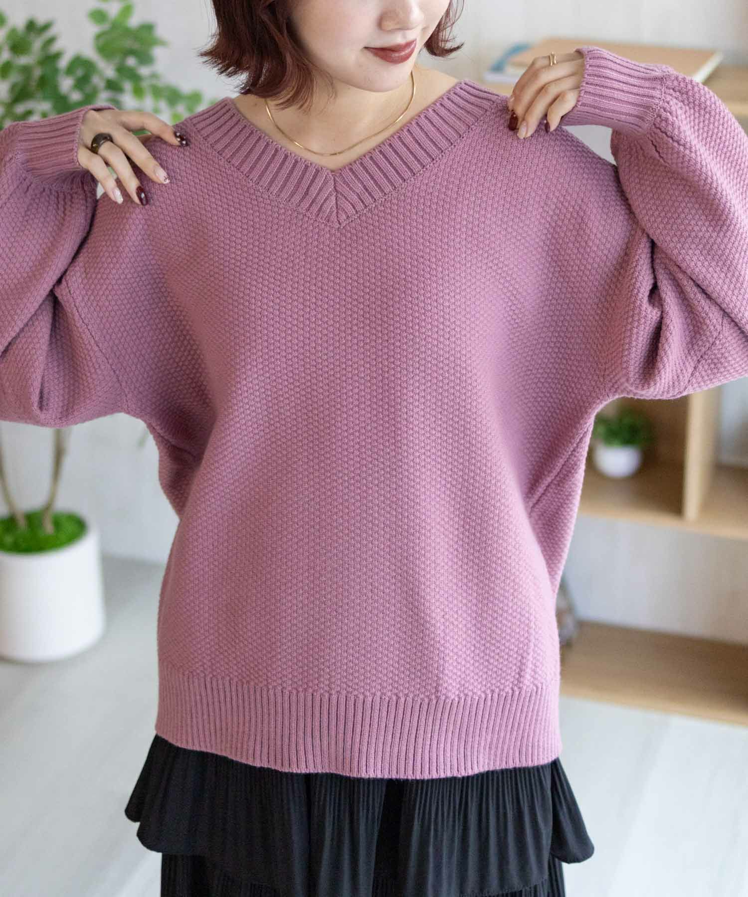 [期間限定価格]nAvy 鹿の子Vネックプルオーバーニット レディース商品画像-19