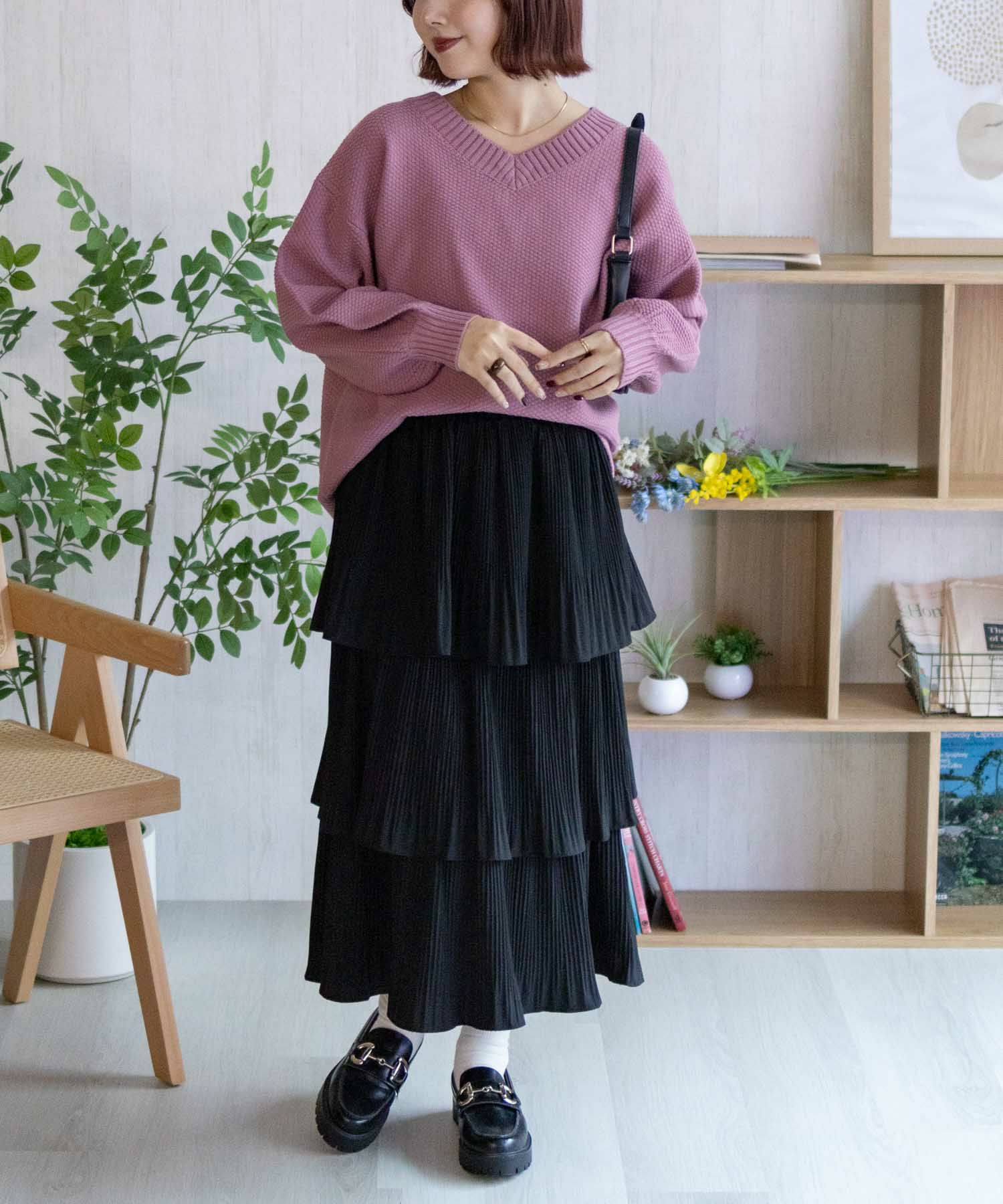 [期間限定価格]nAvy 鹿の子Vネックプルオーバーニット レディース商品画像-21