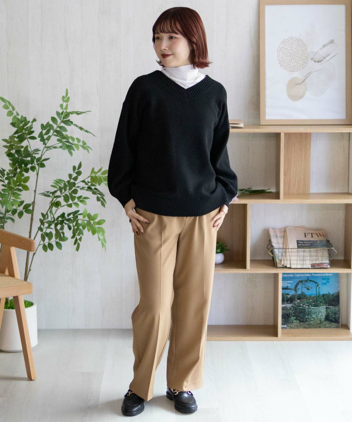 nAvy 鹿の子Vネックプルオーバー レディース