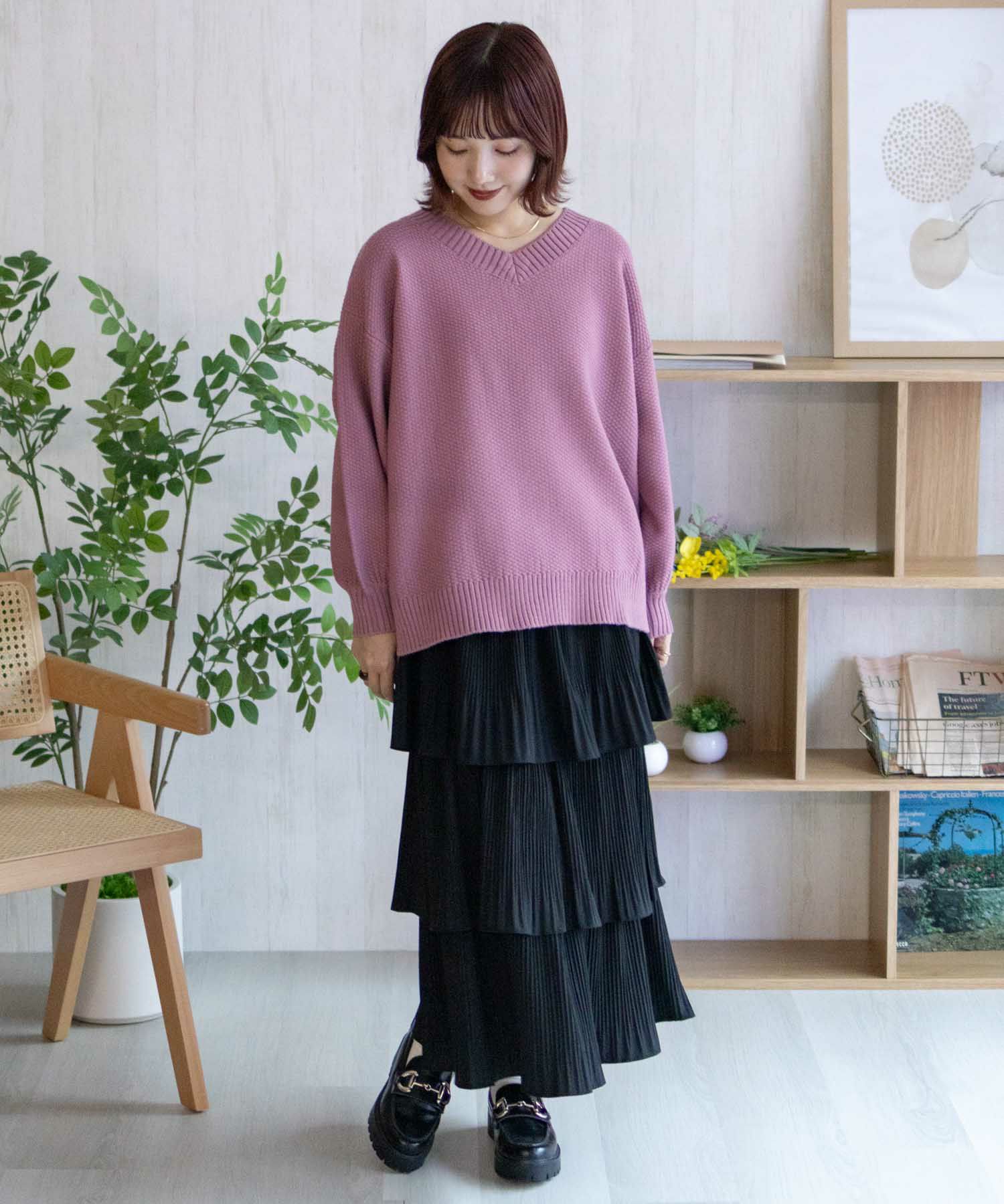 [期間限定価格]nAvy 鹿の子Vネックプルオーバーニット レディース商品画像-29