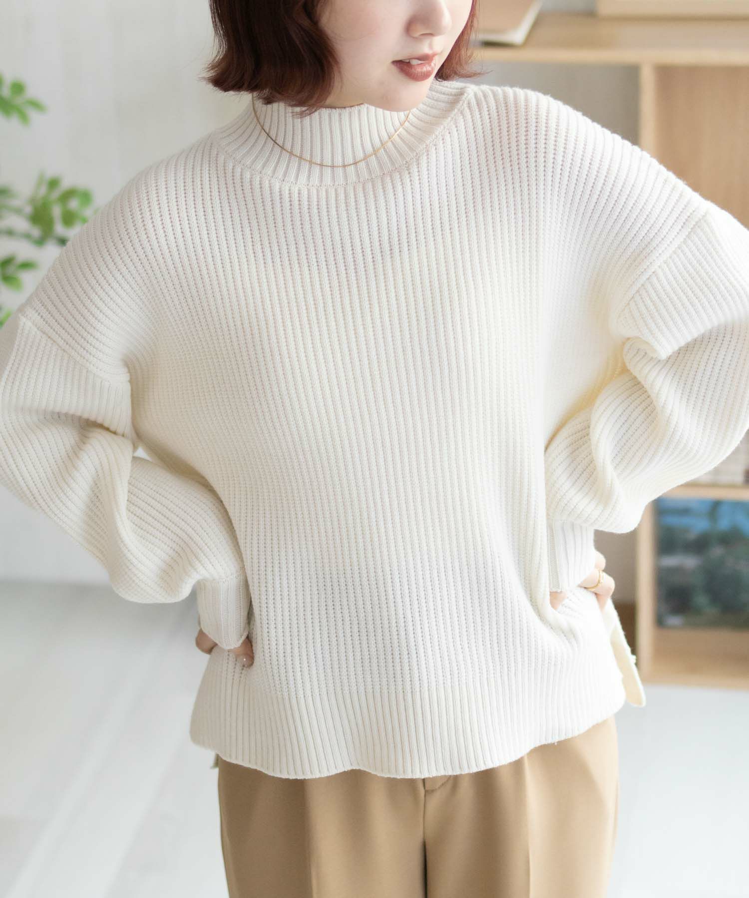 nAvy 畦モックネックプルオーバーニット レディース商品画像-12