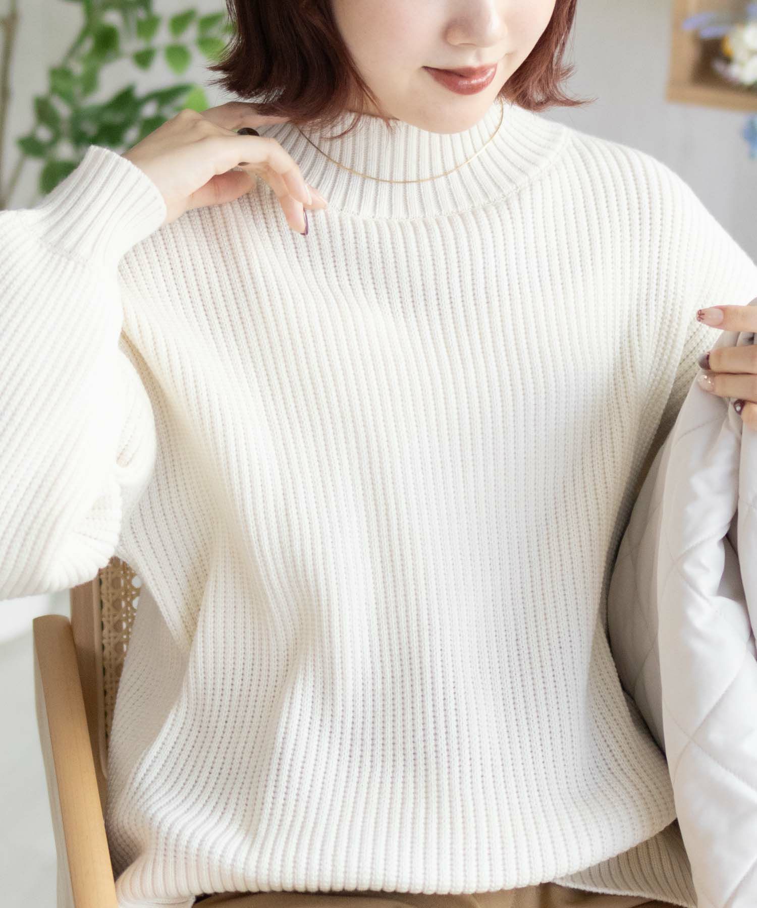 nAvy 畦モックネックプルオーバーニット レディース商品画像-15