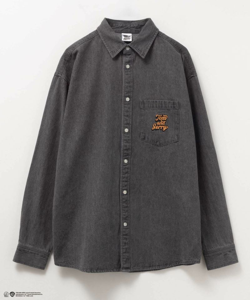 Tom and Jerry ロゴ刺繍デニムシャツ メンズ商品画像-5