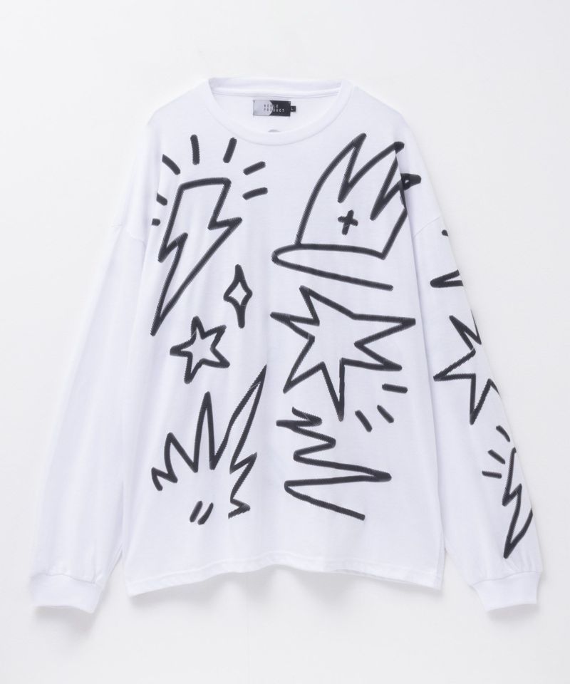 NOBLE PRODUCT  落書きプリント長袖Tシャツ メンズ商品画像-1