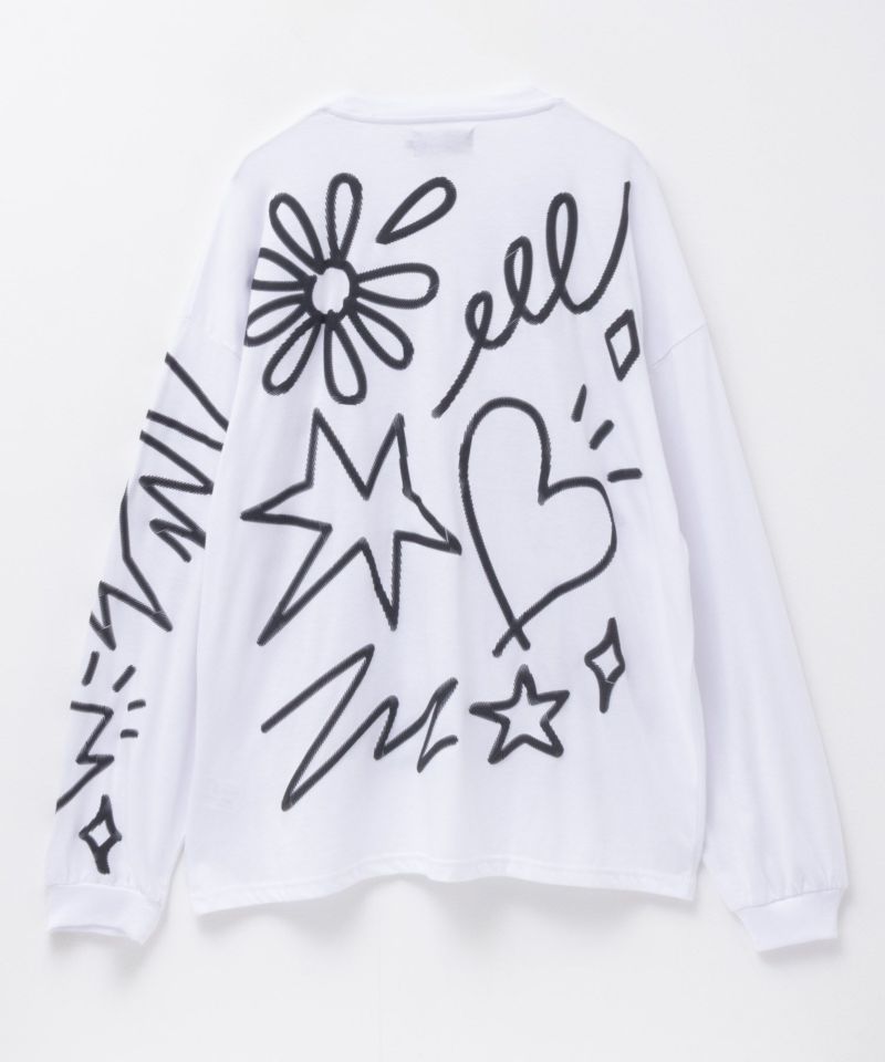 NOBLE PRODUCT  落書きプリント長袖Tシャツ メンズ商品画像-2