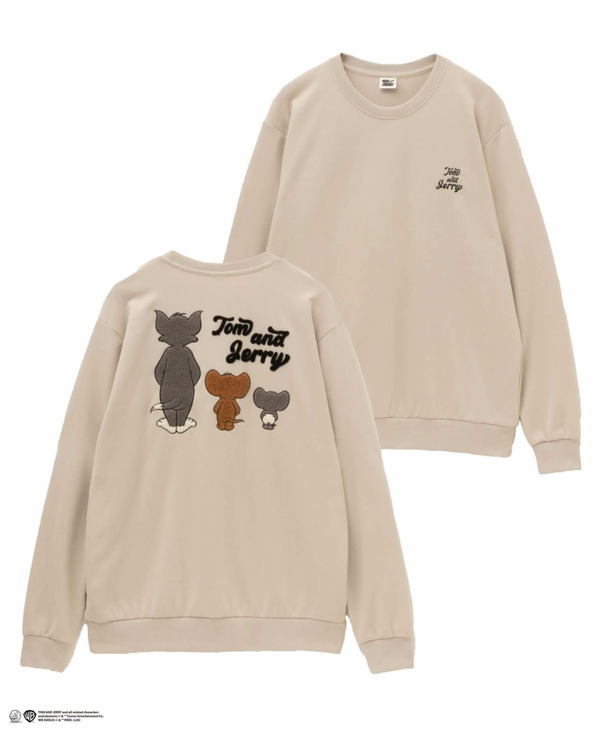 Tom and Jerry ポンチ素材 バックサガラ刺繍トレーナー メンズ