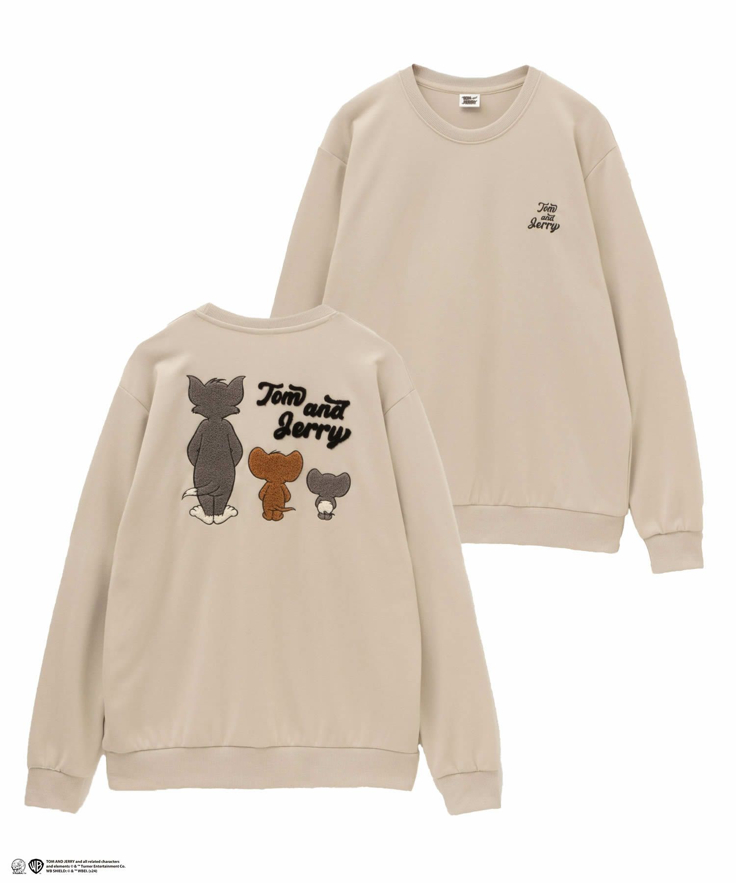 Tom and Jerry ポンチ素材 バックサガラ刺繍トレーナー メンズ