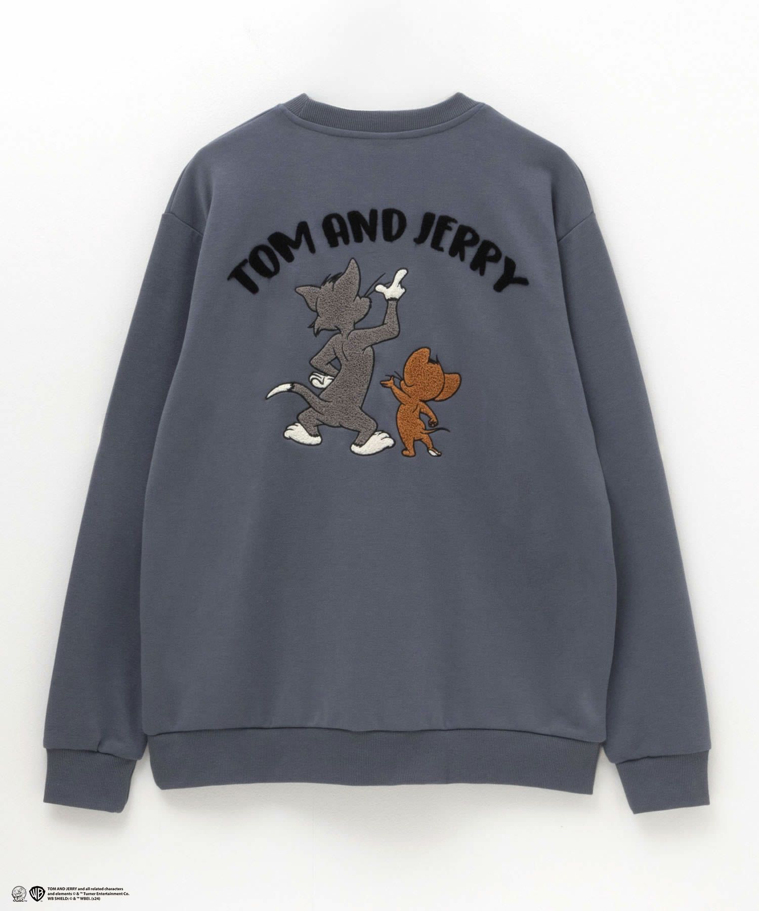 Tom and Jerry ポンチ素材 バックサガラ刺繍トレーナー メンズ