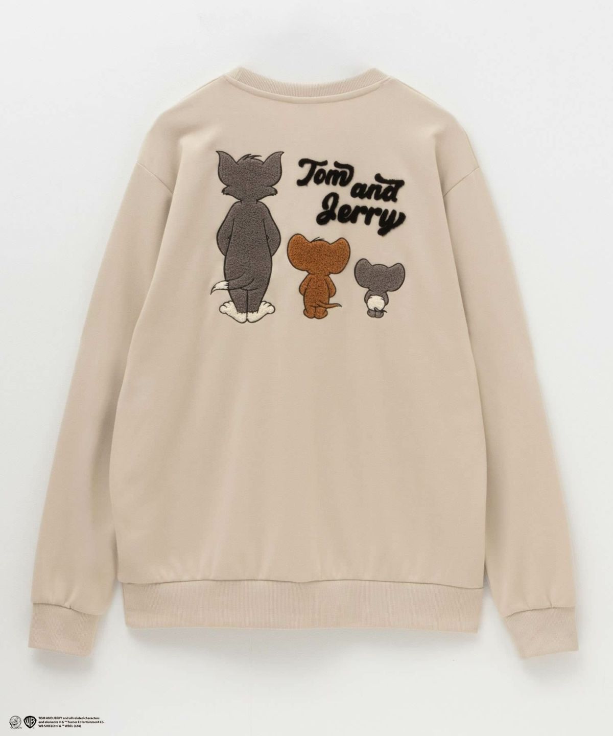 Tom and Jerry ポンチ素材 バックサガラ刺繍トレーナー メンズ