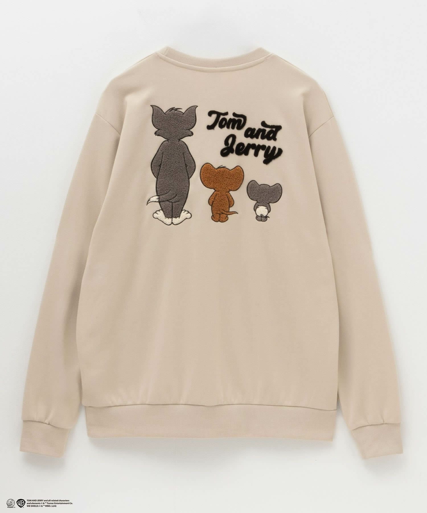 Tom and Jerry ポンチ素材 バックサガラ刺繍トレーナー メンズ