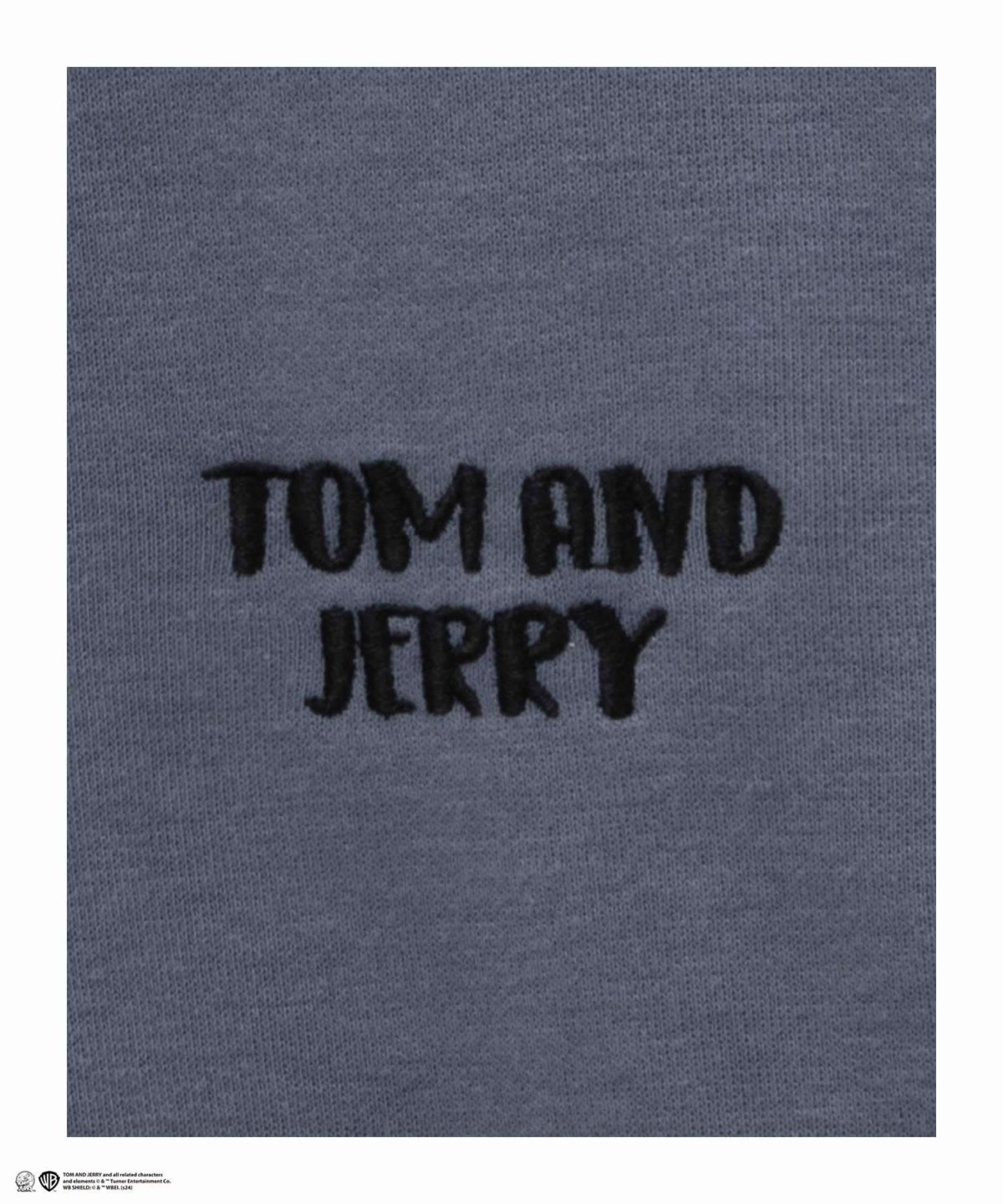 Tom and Jerry ポンチ素材 バックサガラ刺繍トレーナー メンズ