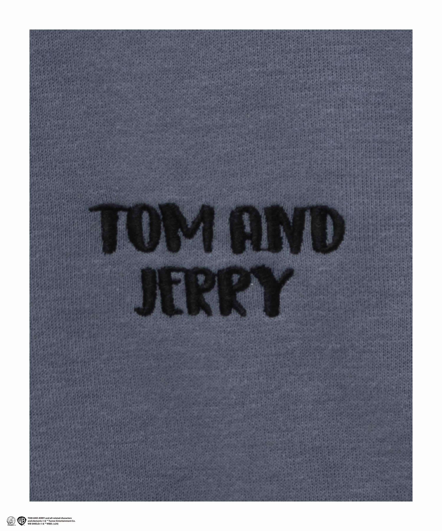 Tom and Jerry ポンチ素材 バックサガラ刺繍トレーナー メンズ