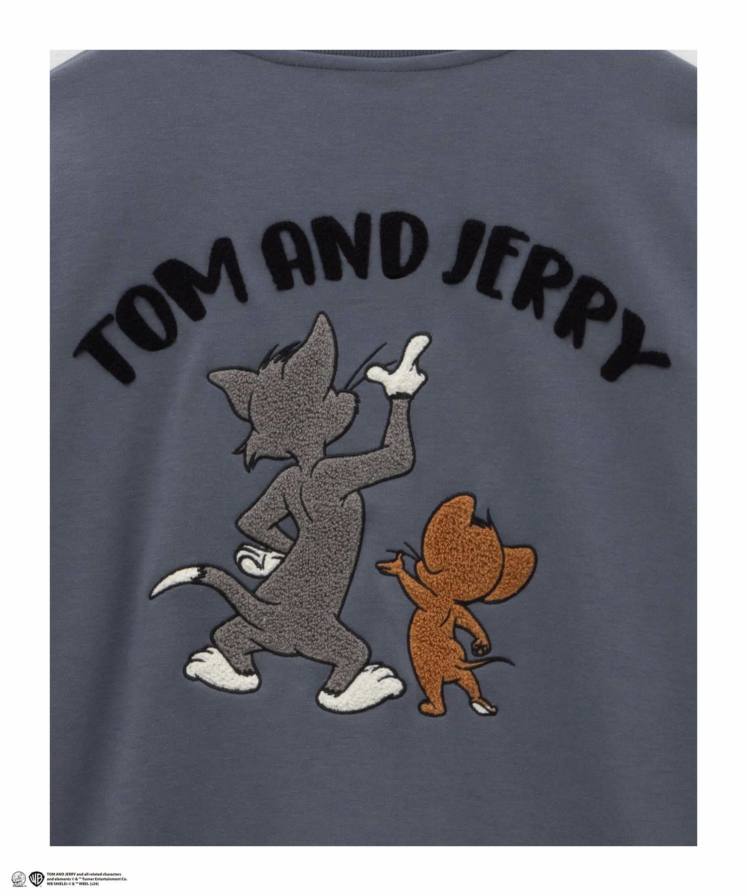 Tom and Jerry ポンチ素材 バックサガラ刺繍トレーナー メンズ