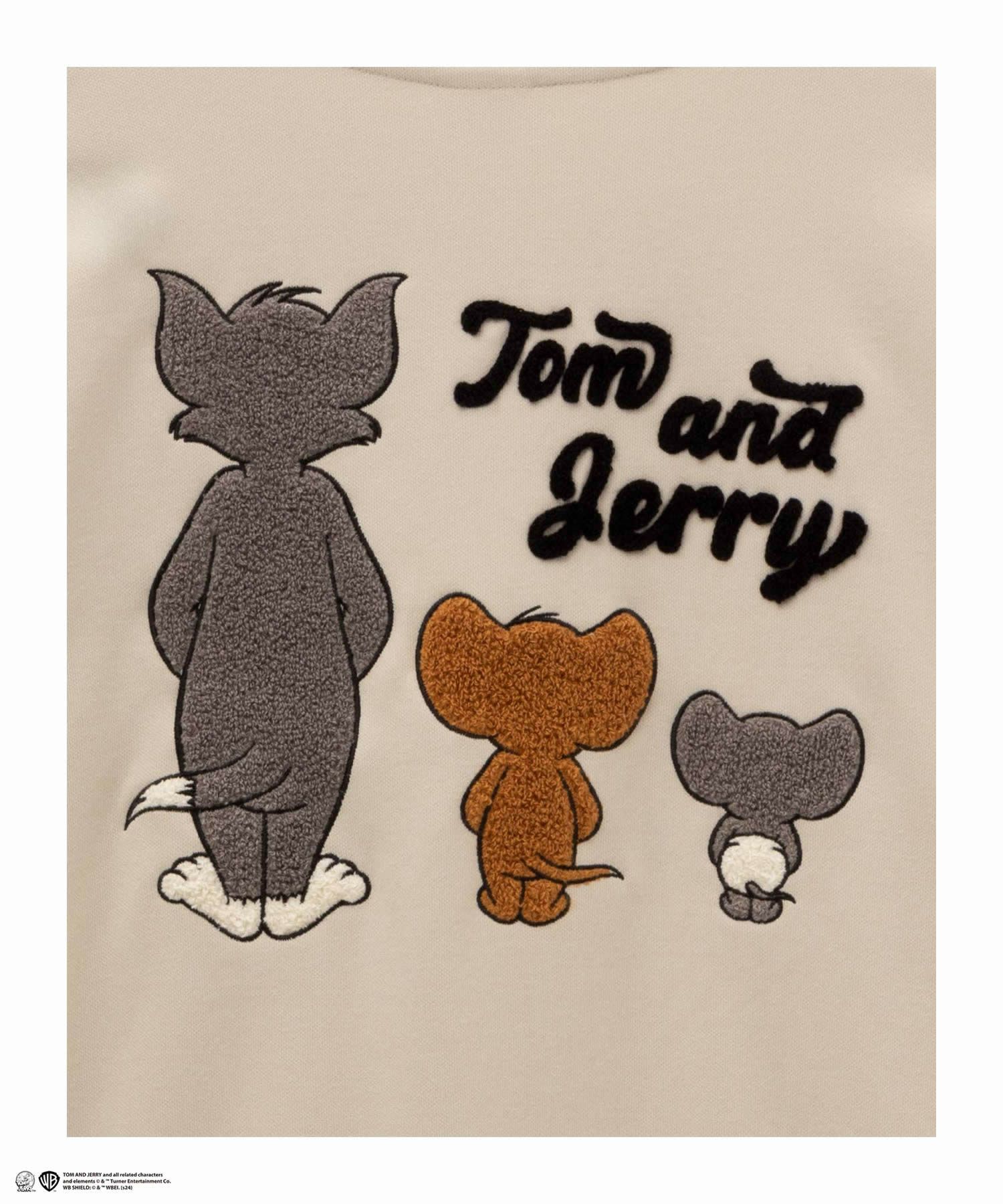 Tom and Jerry ポンチ素材 バックサガラ刺繍トレーナー メンズ