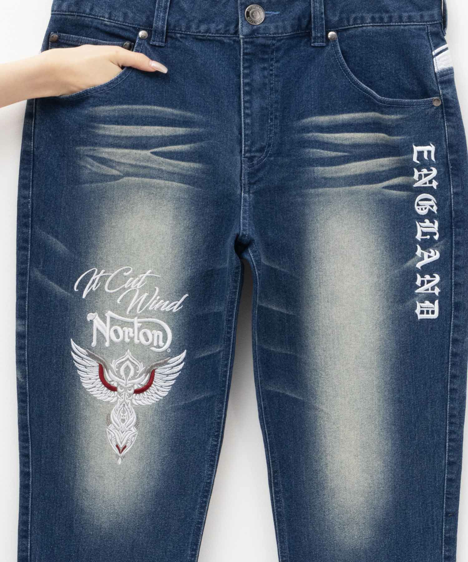 Norton ウイングMAX刺繍ストレッチデニム メンズ