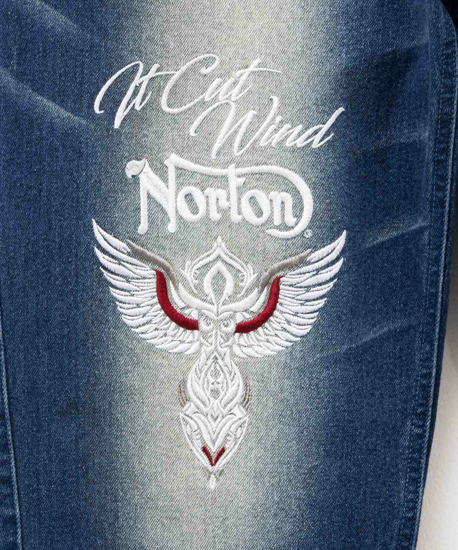 Norton ウイングMAX刺繍ストレッチデニム メンズ