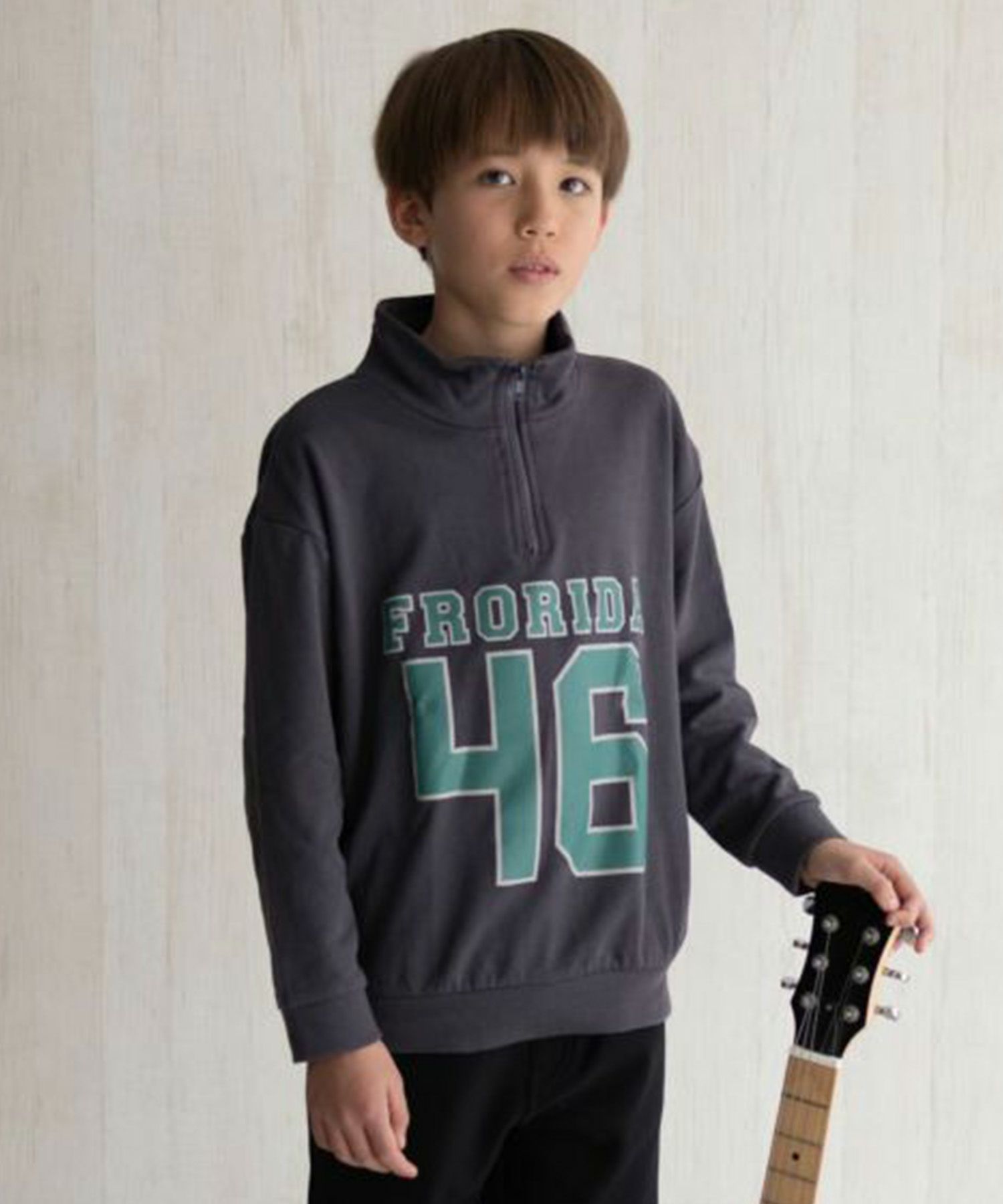NAVY  USコットンハーフジップトレーナー キッズ商品サムネイル-1